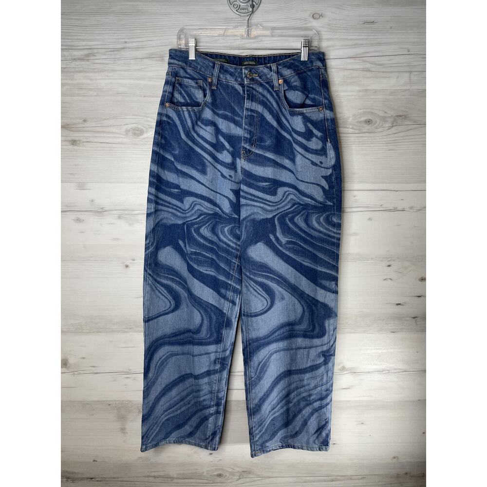 Wild Fable Jeans‎ Womens 10 Blue Highest Rise Baggy 30R Marble Print Denim Pants